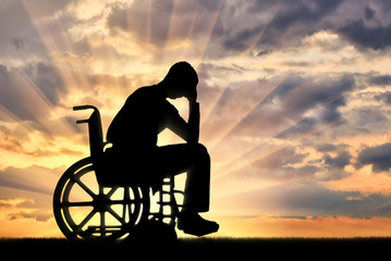 Obraz premium Concept of people with disabilities experiencing dipression