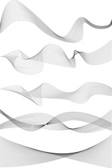 Design elements. Wave of many gray lines. Abstract wavy stripes on white background isolated. Creative line art. Vector illustration EPS 8. Colourful shiny waves with lines created using Blend Tool.