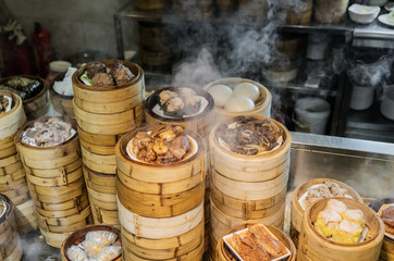 The steaming Chinese cookies are in the kitchen