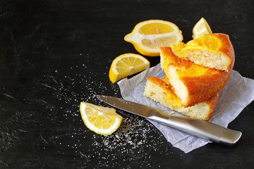 Лимонный пирог. Бисквит с лимонным кремом