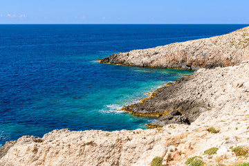 Fototapeta na wymiar View of beautiful sea near Limnionas beach, popular tourist destination on Zakynthos island. Greece.