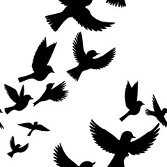 vector seamless pattern with birds