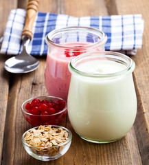 natural yoghurt on a wooden background