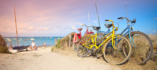 France > Bretagne > Plage > Vélo en bord de mer