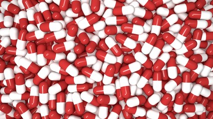 Red-White Pills, view from Top, useful as Background for medical Themes and others
