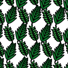 Naklejka na ściany i meble branch leaves plant seamless pattern decoration vector illustration