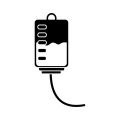 plastic blood bag medical equipment vector illustration black and white design