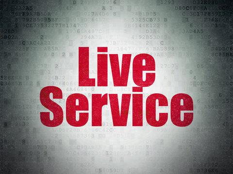 Business concept: Painted red word Live Service on Digital Data Paper background