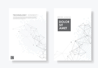 Abstract geometric background with connected lines and dots. Technology vector brochure cover design