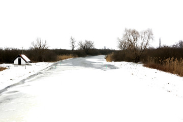 River Zala at Lake Balaton in wintertime , Hungary