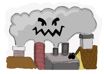 smog in the city - illustration for children