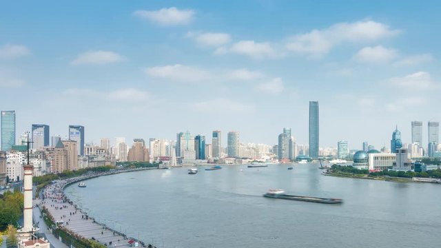 4k timelapse video of Lujiazui and The Bund in Shanghai