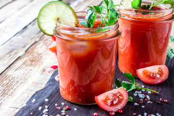 Bloody Mary cocktail. Alcoholic drink and ingredients