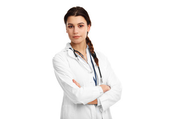 Fototapeta premium Woman doctor isolated over white background