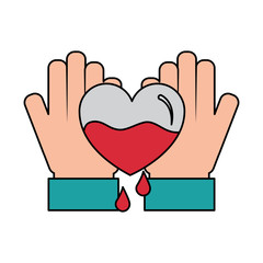 hand with finger flowing blood drops hemophilia campaing vector illustration