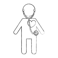 male character stethoscope and heart medical vector illustration