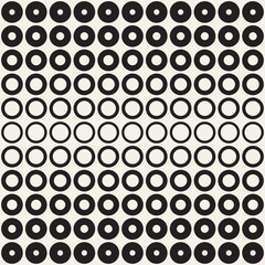 Halftone circles vector seamless pattern. Abstract geometric texture with size gradation of rings. Gradient transition effect background,