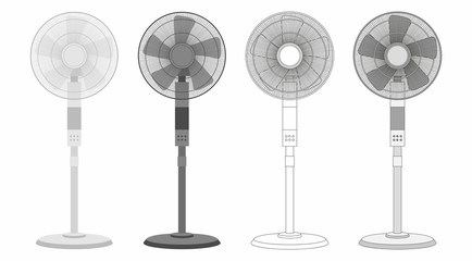 Obraz premium set of Electric fan isolated on white background