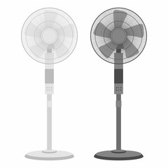  two Electric fans black and white isolated on white background
