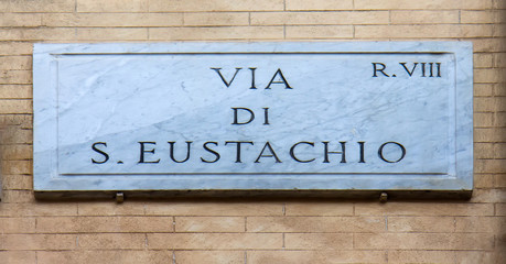 Street sign in Rome, Italy