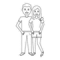 valentines day poster with man and woman tenderly hugging vector illustration dotted line design