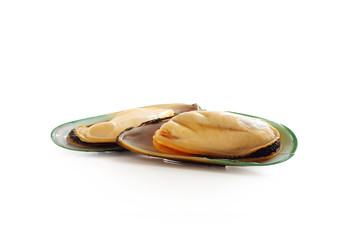 Mediterranean mussels isolated on white background