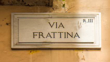 Street sign Via Frattina in Rome, Italy