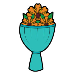 bouquet flower decoration ornament romantic vector illustration