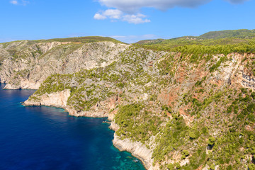 Fototapeta na wymiar View of beautiful coastline in Porto Schiza on Zakynthos island. Greece.