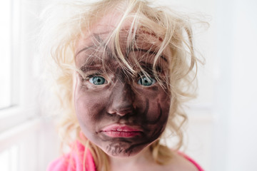 Little girl went too far with make-up, first make-up