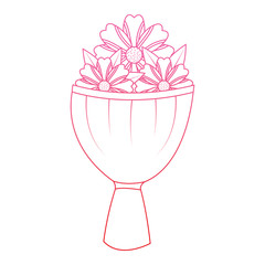 bouquet flower decoration ornament romantic vector illustration degrade line design
