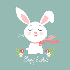 Easter bunny head, Easter greeting card, vector illustration