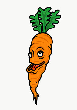 Funny Carrot character. Vector Illustrator