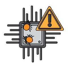 motherboard warning bug virus data hazard vector illustration