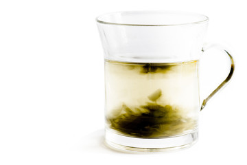 glass green tea isloted white background