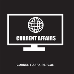current affairs icon, flat vector sign isolated on black background. Simple vector illustration for graphic and web design.