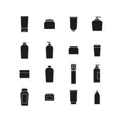 Cream bottles black icons