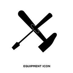 equipment icon, black Hammer and wrench options linear vector isolated on white background