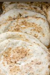 pita bread with greens. Cheap food for the poor. Dietary food