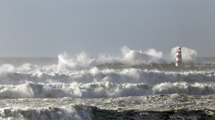 Fototapeta na wymiar Rough sea with big waves