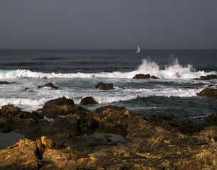 The shore of the ocean of the city of Porto. Portugal.