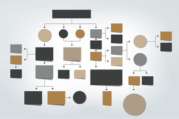 Fototapeta premium Fowchart. Blue Colored shadows scheme.