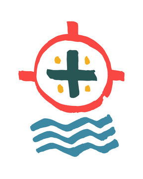 Religious cross and water symbol