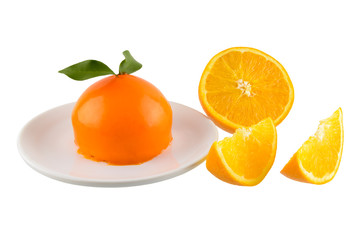Orange cake on white background