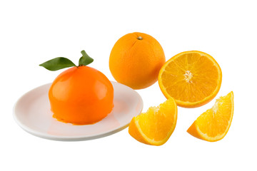 Orange cake on white background