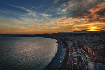 Atardecer en NIza, Costa Azul , Francia