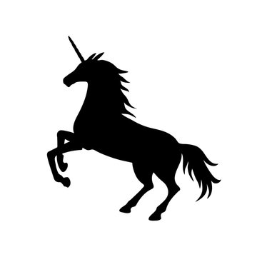 Vector illustration of unicorn silhouette. Black unicorn
