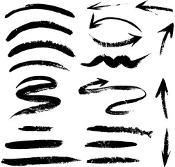 Set of hand drawn lines and arrows isolated on white. © Valeriia