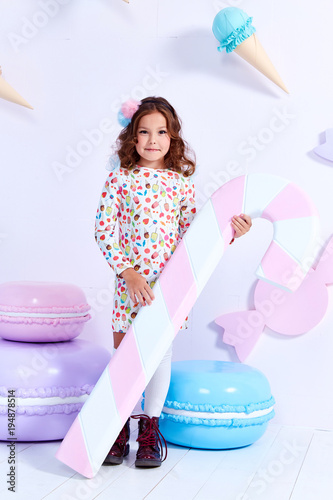 Small Little Girl Beautiful Lady Curly Hair Child Wear Funny