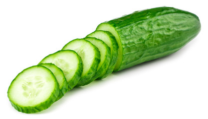 Fresh cucumber, chopped cucumber, isolated on white